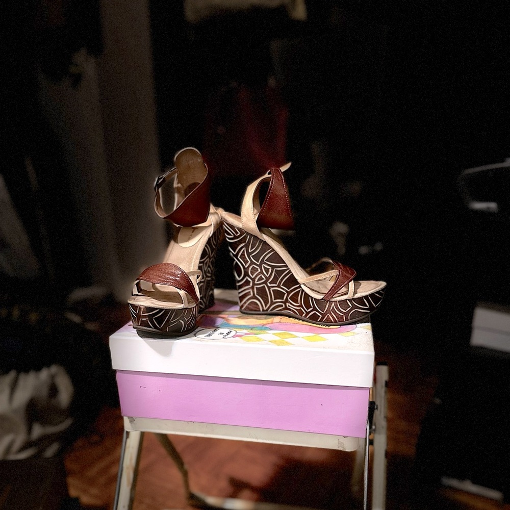 Violet Tash Leather Platform Wedges